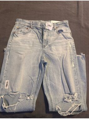 American Eagle Outfitters Faded Light Blue Distressed Boyfriend Jeans